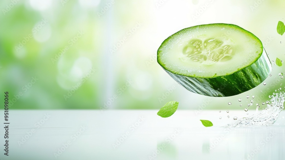Poster a cucumber slice is flying through the air