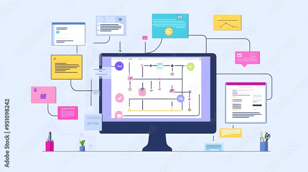 Poster detailed infographic showcasing the step by step agile workflow process including labeled key elemen