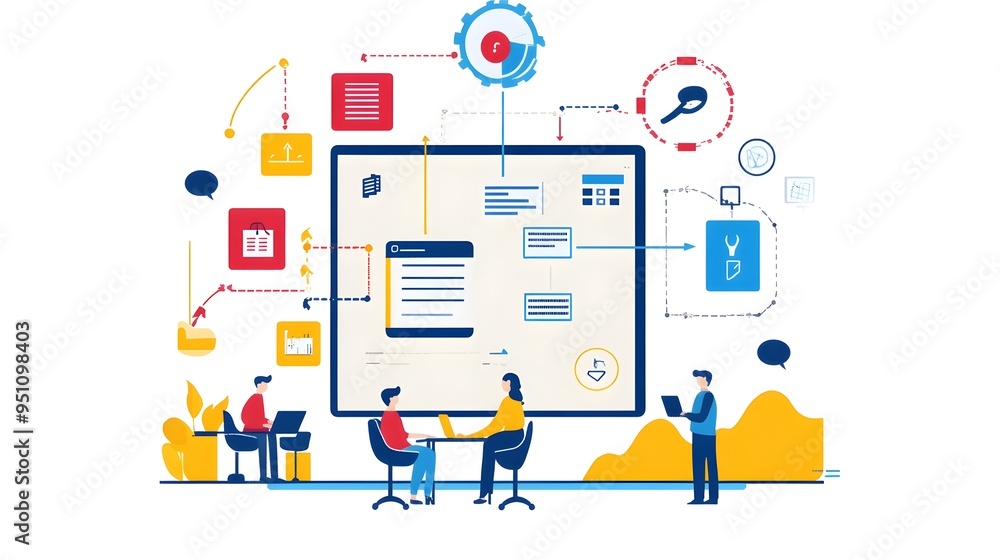 Poster detailed infographic showcasing the essential stages of the agile framework including backlog refine