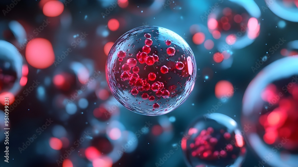 Poster microscopic view showcasing the intricate structure and mechanism of a nanotechnology based drug del