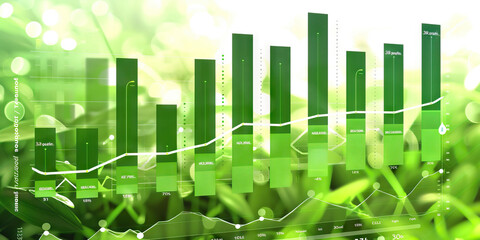 A modern infographic displaying sales trends over time, featuring green bars and a white background for clarity.