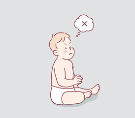 Baby and No signs. Hand drawn style vector design illustrations.