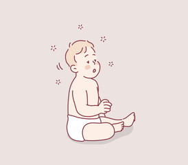 sleepy baby. Hand drawn style vector design illustrations.