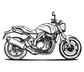 Obraz premium Black and white coloring book motorcycle isolated on white background
