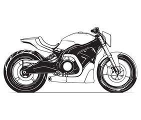 Obraz premium Black and white coloring book motorcycle isolated on white background
