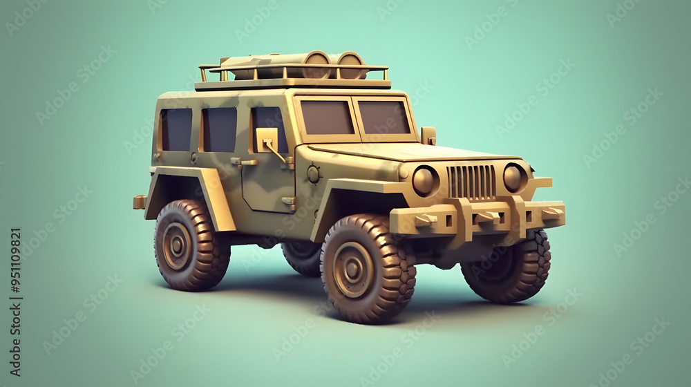 Poster Military Vehicle 3d cartoon style