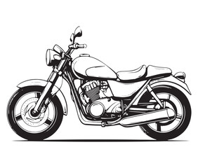 Black and white coloring book motorcycle isolated on white background