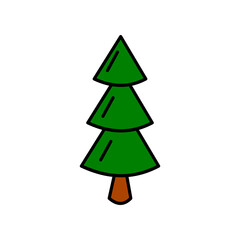 Plant icon with green tree. Fir tree sticker