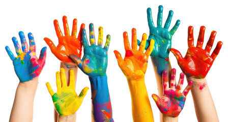 PNG Hand finger paint white background.