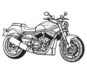Black and white coloring book motorcycle isolated on white background