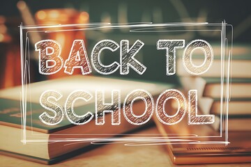 Colorful. back to school, poster, banner, message on blackboard with books and chalks - education concept, back to school banner, 
