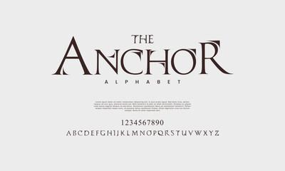 Anchor typography beauty fashion elegant minimalist serif italic fonts decorative wedding vintage retro logos. Minimal luxury font alphabet logo. Vector illustration