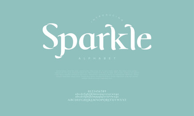 Sparkle typography beauty fashion elegant minimalist serif italic fonts decorative wedding vintage retro logos. Minimal luxury font alphabet logo. Vector illustration