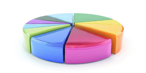 Obraz premium A colorful pie chart depicting customer demographics for a new product launch, with each slice of the pie representing a different segment.