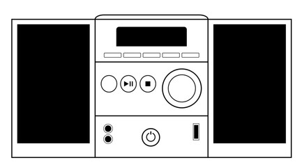 Obraz premium Vector de reproductor de música multifunción en blanco y negro para sitio web, app, tienda virtual, folleto y gráfica. 