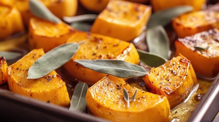 Roasted Butternut Squash with Sage Leaves