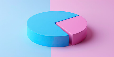 Obraz premium A pie chart analyzing the gender pay gap in the European workforce, using shades of blue and pink for visual impact.