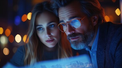 Fototapeta premium Couple Looking at Document Together