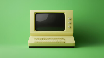 レトロな旧式パソコンを3Dでおもちゃ風に描いたAI生成画像