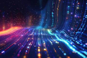 Fototapeta premium Abstract Digital Landscape of Vibrant Light Trails