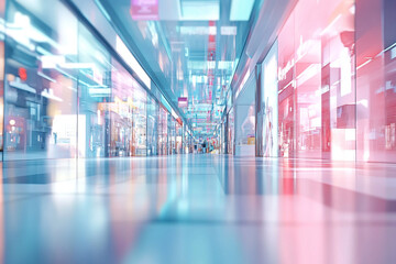 Futuristic virtual shopping mall with vibrant storefronts and sleek design, creating an immersive shopping experience.