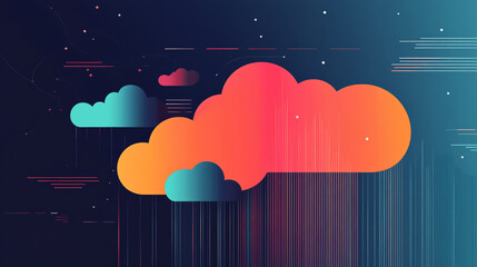 Vibrant and modern digital illustration of colorful clouds against a dark space background, perfect for creative projects.