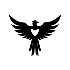 Vector mark symbol of phoenix and love on the chest