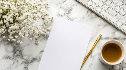 Minimalist Business Plan Layout on Clean Desk, Modern Aesthetic, Ample Space for Text and Design Elements

