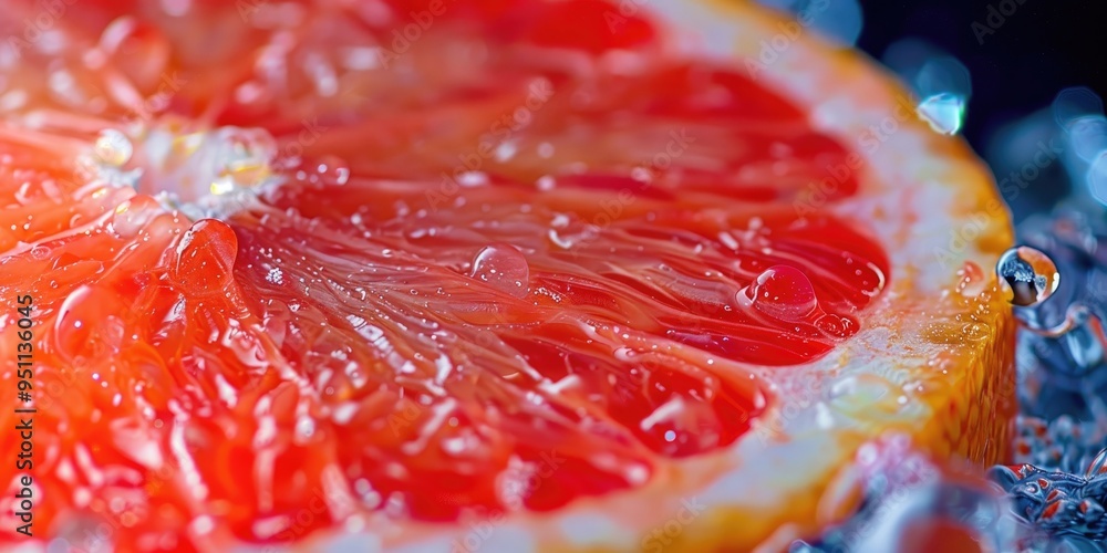 Poster broad perspective of a fully matured red grapefruit segment