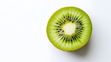 Vibrant Green Kiwi Fruit Halved on a White Background