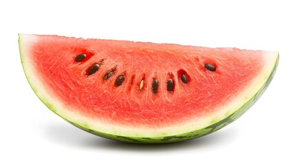 Vibrant Watermelon Slice with Visible Seeds on White Background