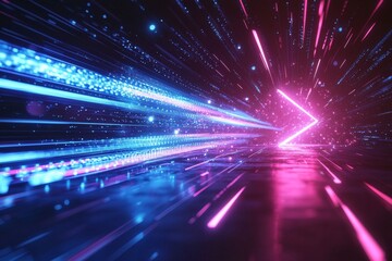 Abstract motion speed glowing effect background created with Generative AI