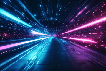 Abstract motion speed glowing effect background created with Generative AI