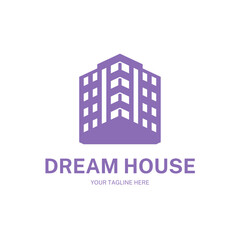 Real estate vector logo with text, house logo for branding.