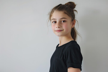 Fototapeta premium Youthful Charm: Girl in Black and White