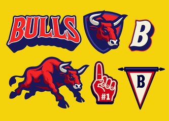 Collection of Angry Bull Sport Mascot logo