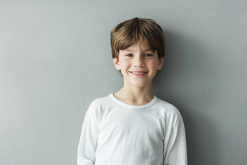 Modern Joy: Boy’s Portrait in Gray