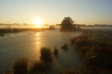 sunset over the river