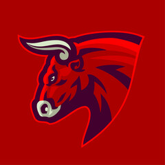 Mad Bull Head Mascot Esport Logo