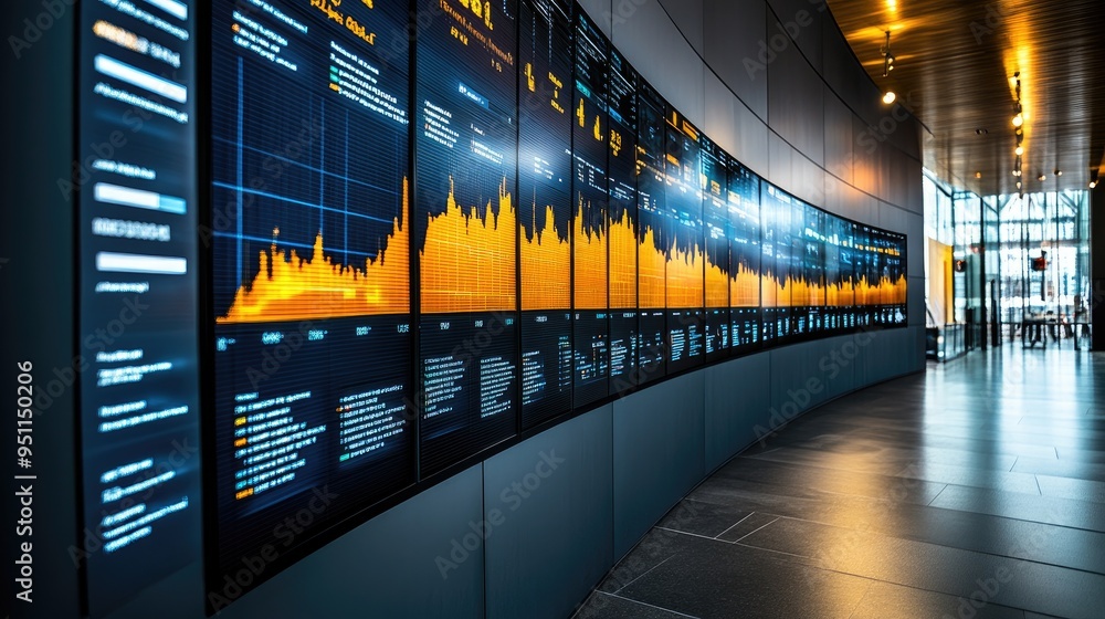 Poster ai-powered interactive screen, wall-mounted and touch-sensitive, in a public space, displaying real-