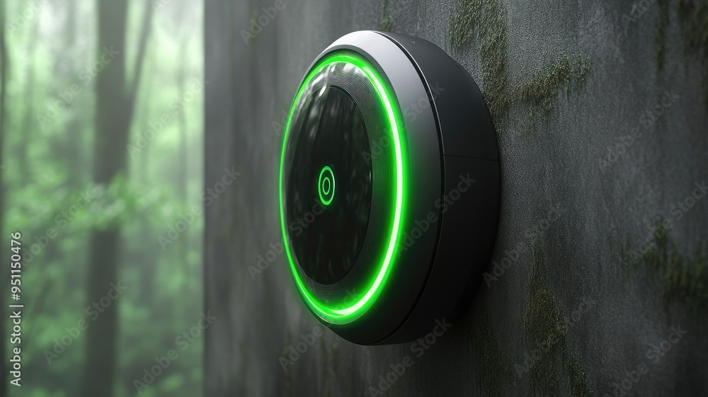 Poster ai-powered security camera with cloud storage and real-time alerts, sleek and compact, mounted on a 
