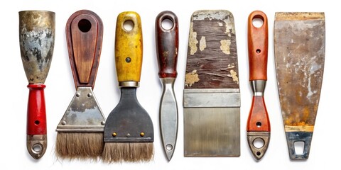 Versatile set of tools for scraping, mixing, and applying paint , paint scraper