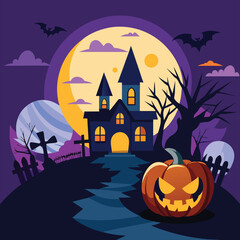 Haunted Halloween Night: A Vector Illustration of Spooky Fun