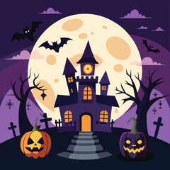 Haunted Halloween Night: A Vector Illustration of Spooky Fun