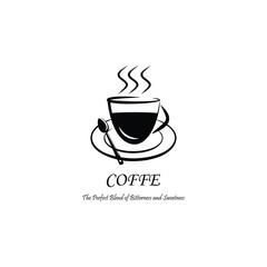 Minimalist coffee cup vector illustration. The simple yet elegan design features a streaming cup of coffee, perfect for branding coffee shops and cafes.