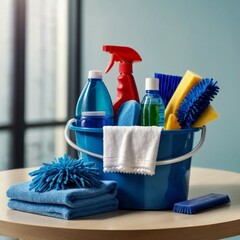 Cleaning services process and equipment hq images, mops, brushes, bucket