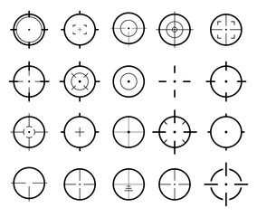 Target aim set. Crosshair target weapon sniper army sight for gun or rifle icon vector