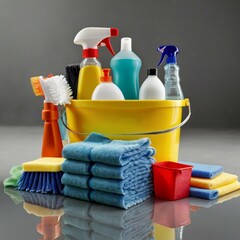 Cleaning services process and equipment hq images, mops, brushes, bucket