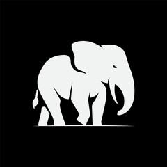 Elegant black and white elephant logo, featuring a minimalist design that symbolizes strength, wisdom, and loyalty. Perfect for branding, corporate identity, and nature-themed projects. Ideal for use 