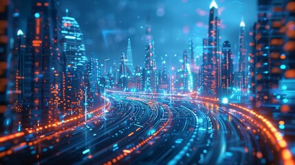 Fototapeta premium Futuristic Smart City. Digital Innovation concept